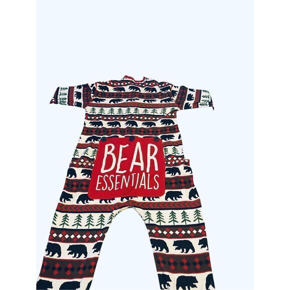 Lazy One Bear Essentials Back Flap Country Print One Piece Lounge Pajamas Sz Med - Picture 3 of 4